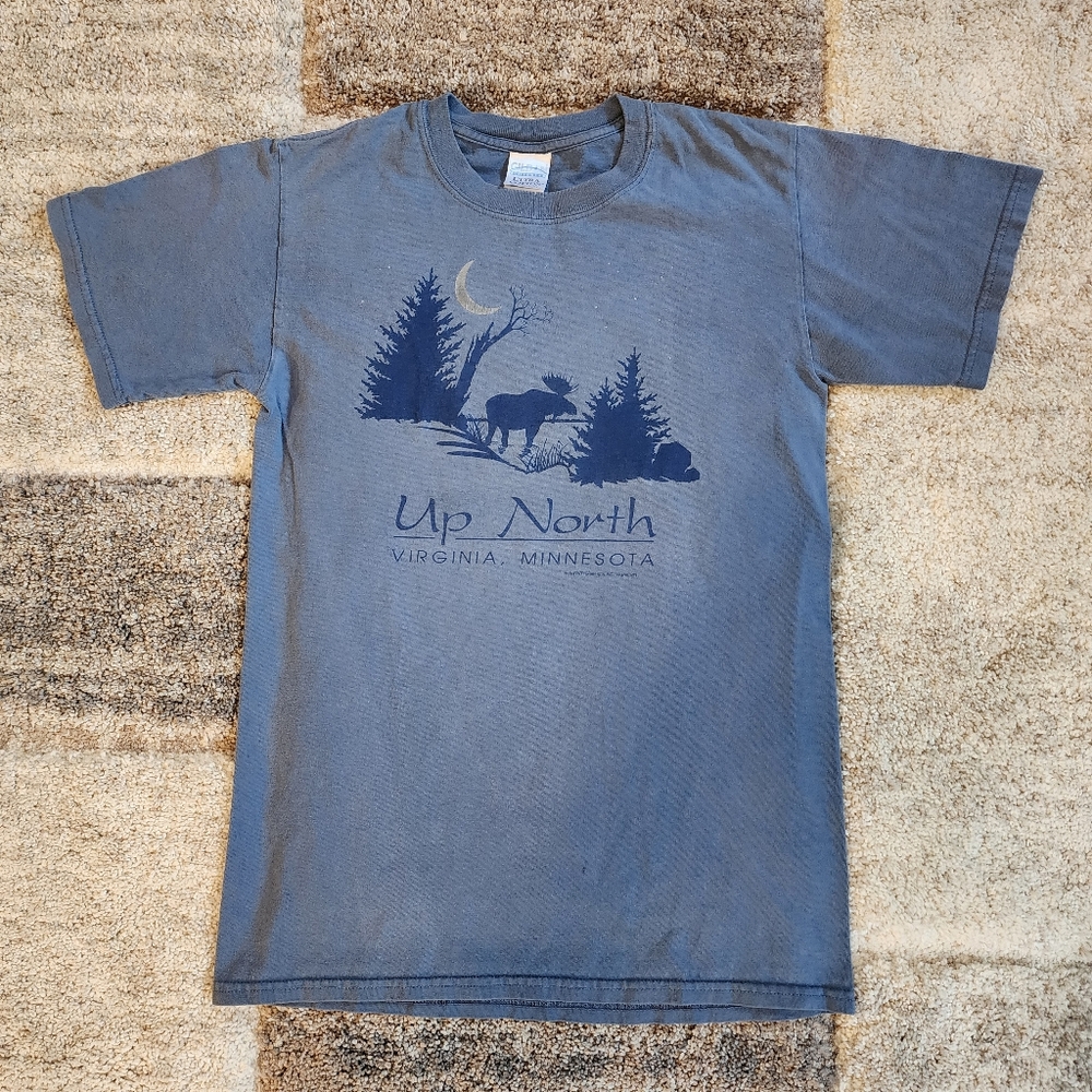 Vintage 90s Up North T-Shirt Virginia Minnesota Moose Graphic Sz Small
